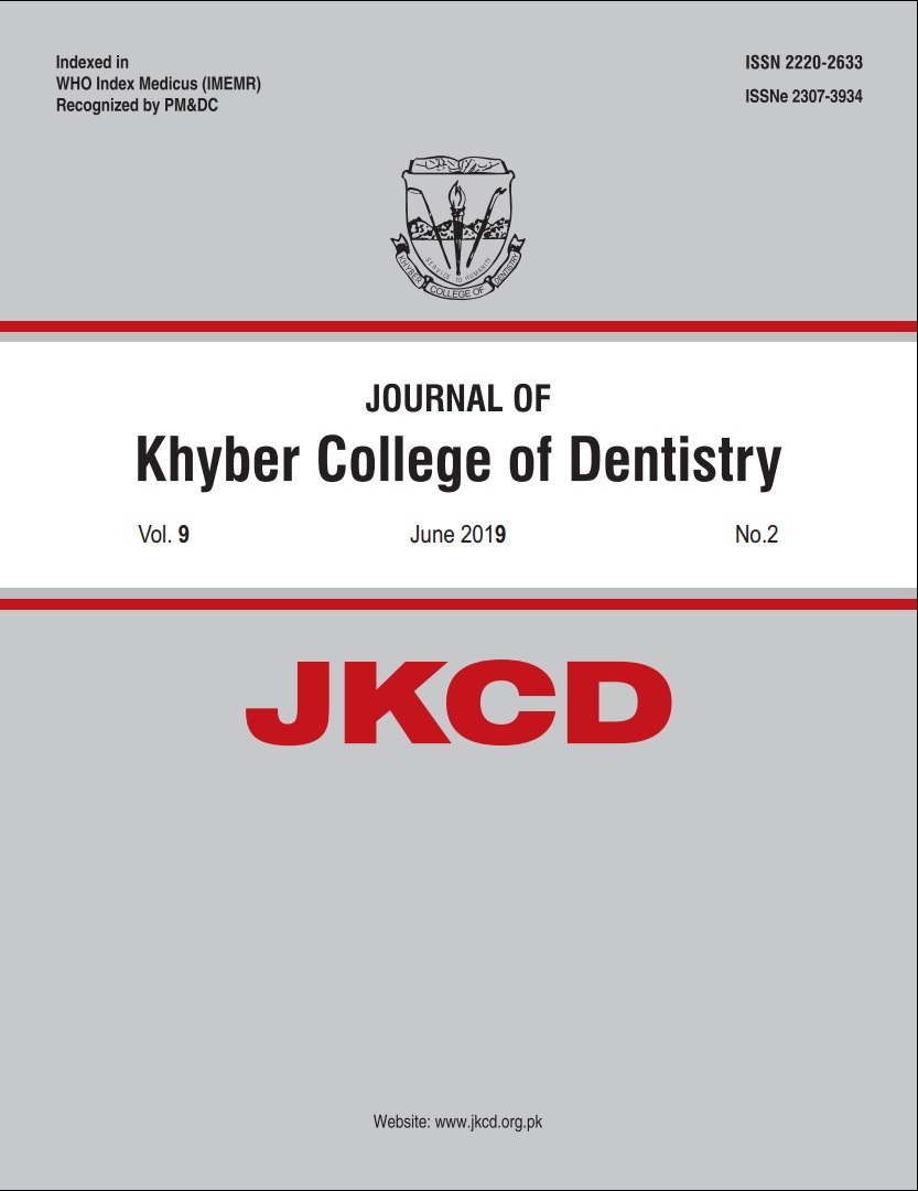 					View Vol. 9 No. 02 (2019): Journal of Khyber College of Dentistry
				